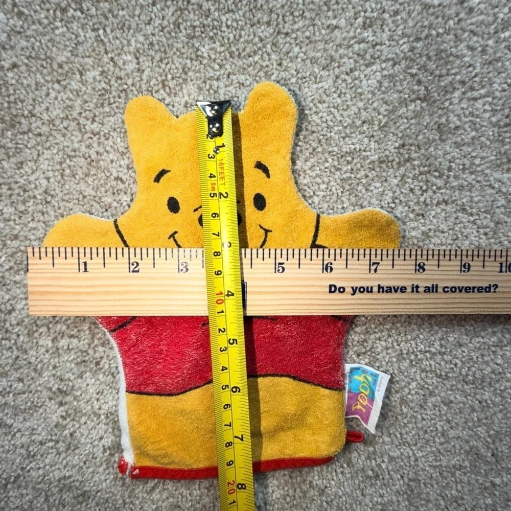 Vintage Disney Winnie the Pooh Hooded Toddler Baby Towel and Wash Mitt Set